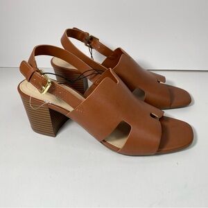 NEW Liz Claiborne Broad Whiskey Blocked Heel Brown Sandals size 9